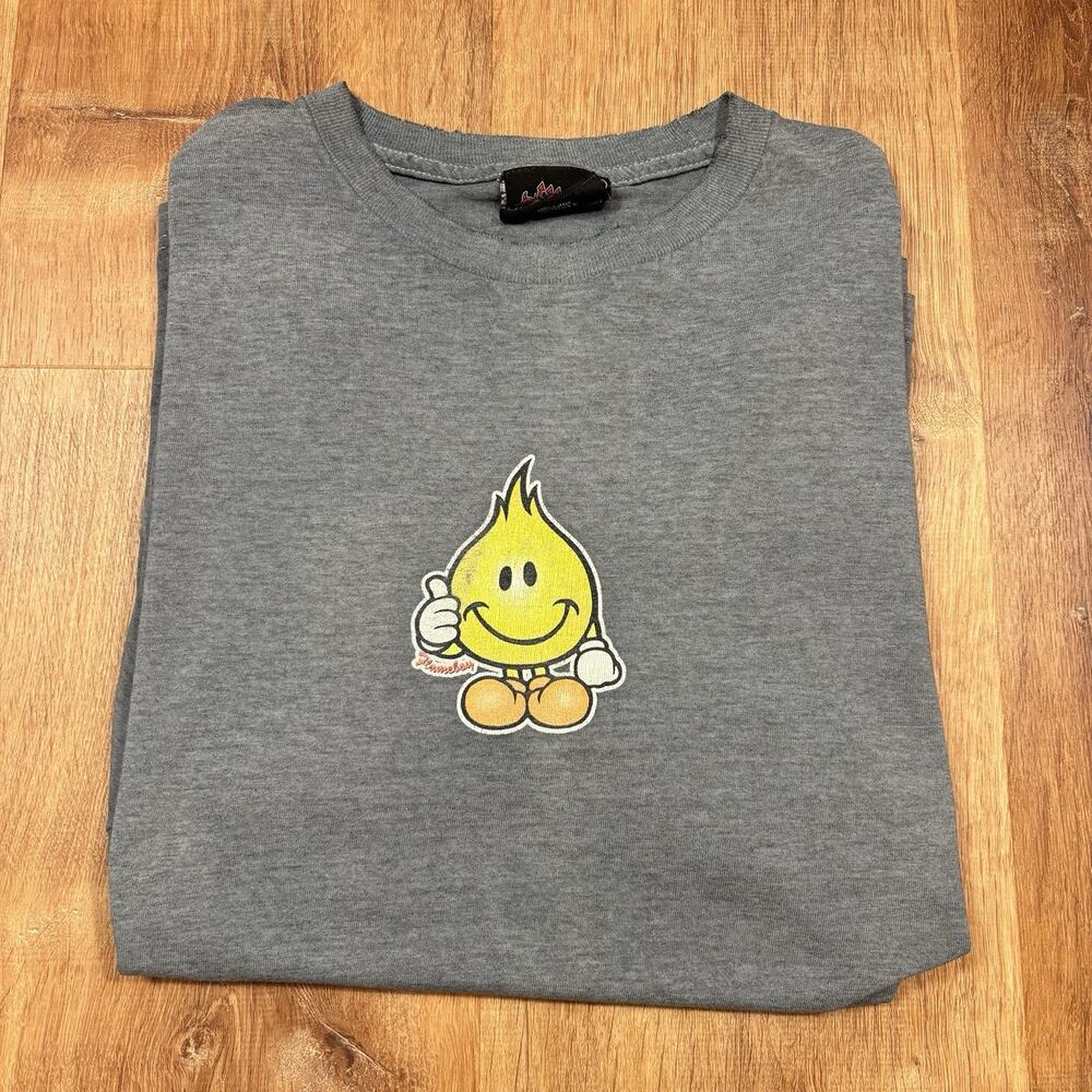 Vintage World Industries Shirt 90s Mens Large Skateboarding Flame Boy Faded Gray